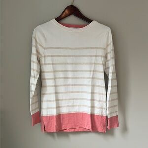Peter Millar Women's Long Sleeve Top - Pink and Cream Stripes